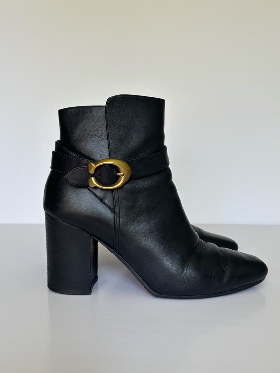 Coach Shoes - Coach Delaney Black Heeled Leather Boots (Size 38.5 / US 8B)